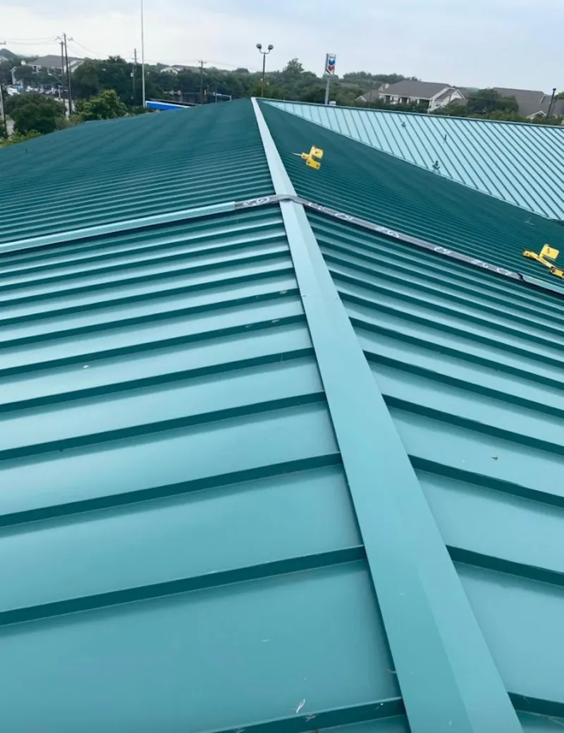 Green commercial metal roof ridge and valley for Metal Roof Repair in North Salt Lake